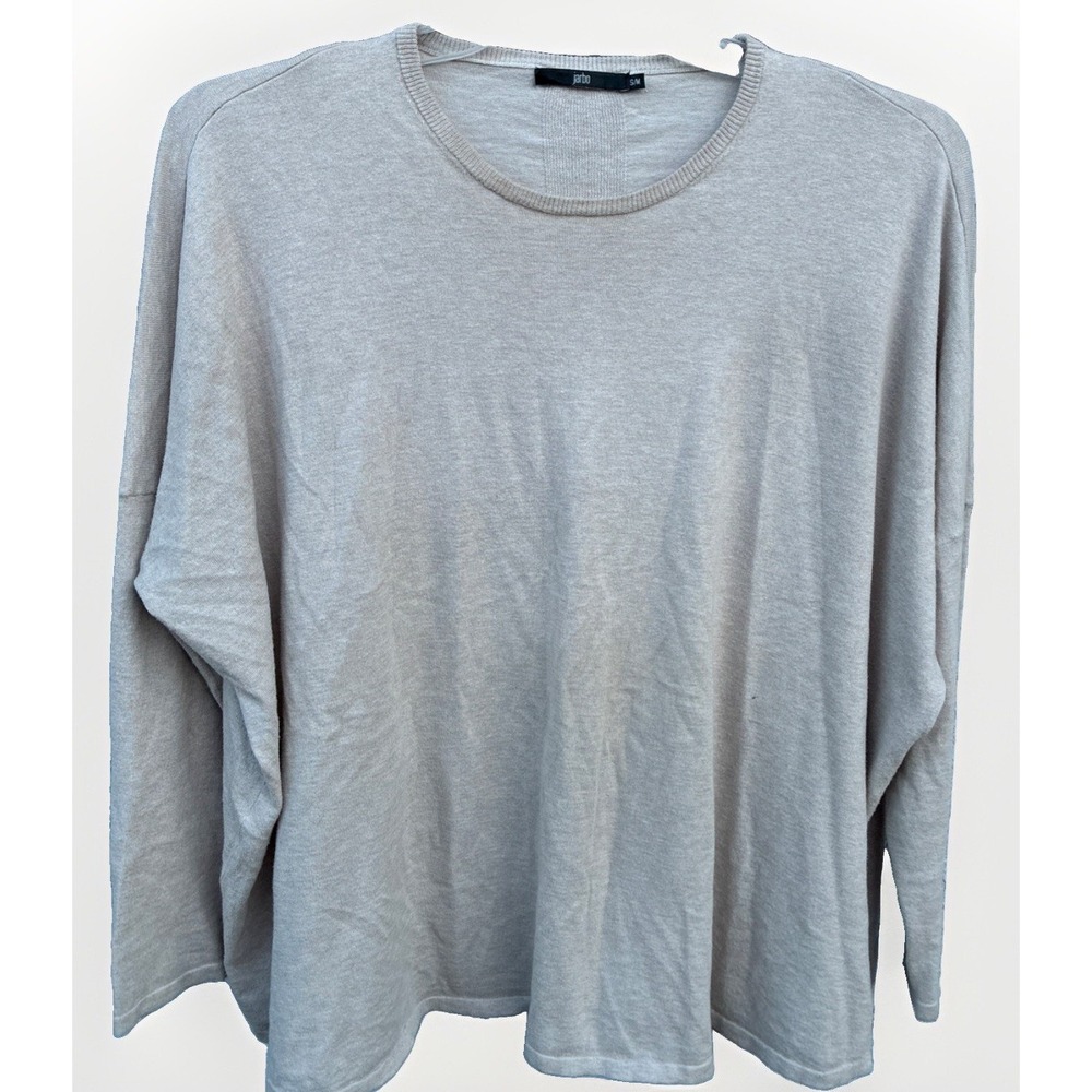 Jarbo- Long Sleeve Tee Heather Pearl Grey Cotton Oversized Sz S/M MSRP $149 EUC